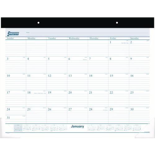 Desk Pad, 21.75 x 17, White Sheets, Black Binding, Clear Corners, 12-Month (Jan to Dec): 2024. Picture 1