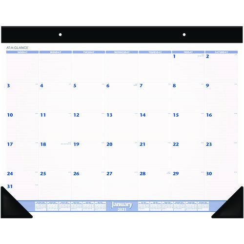 Desk Pad, 24 x 19, White Sheets, Black Binding, Black Corners, 12-Month (Jan to Dec): 2024. Picture 1