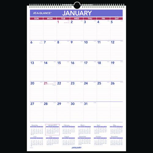 Erasable Wall Calendar, 15.5 x 22.75, White Sheets, 12-Month (Jan to Dec): 2024. Picture 1