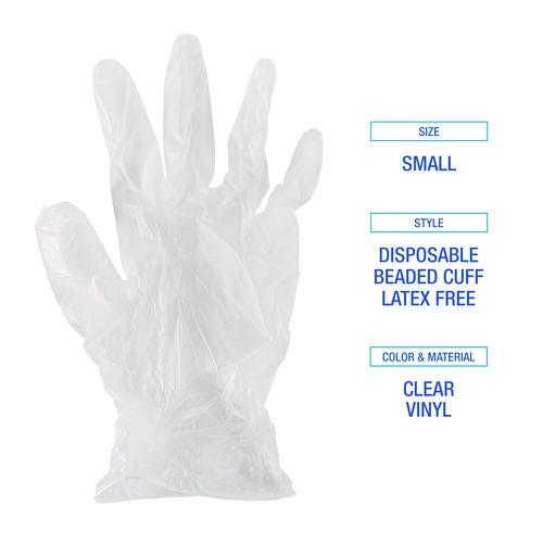 Exam Vinyl Gloves, Clear, Small, 3 3/5 mil, 100/Box, 10 Boxes/Carton. Picture 8
