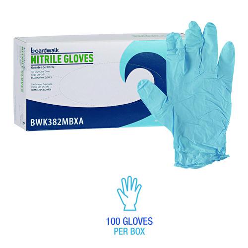 Disposable Examination Nitrile Gloves, Medium, Blue, 5 mil, 100/Box. Picture 3