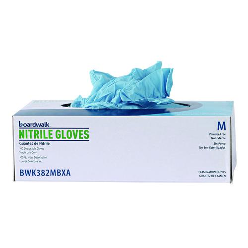 Disposable Examination Nitrile Gloves, Medium, Blue, 5 mil, 100/Box. Picture 9