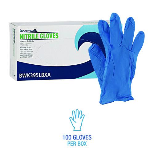 Disposable Powder-Free Nitrile Gloves, Large, Blue, 5 mil, 100/Box, 10 Boxes/Carton. Picture 7