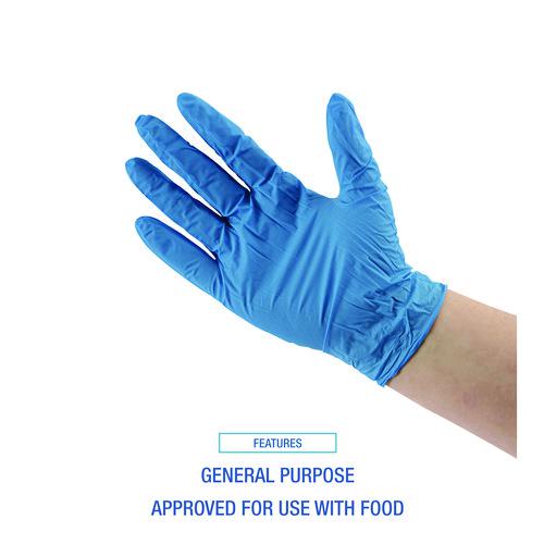 Disposable Powder-Free Nitrile Gloves, Large, Blue, 5 mil, 100/Box, 10 Boxes/Carton. Picture 11