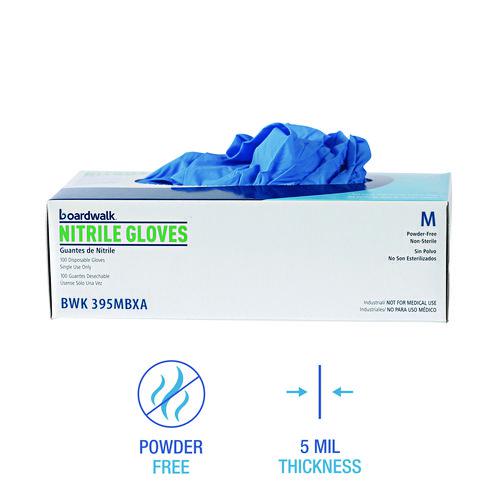 Disposable Powder-Free Nitrile Gloves, Medium, Blue, 5 mil, 1,000/Carton. Picture 3