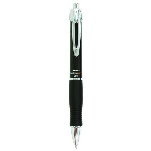 Sarasa Dry X10 Gel Pen, Retractable, Medium 0.7 mm, Black Ink, Black/Silver Barrel, 12/Pack. Picture 1