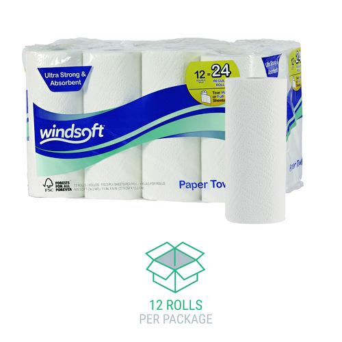 Premium Kitchen Roll Towels, 2-Ply, 11 x 6, White, 110/Roll, 12 Rolls/Carton. Picture 4