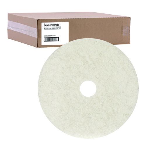 Natural Burnishing Floor Pads, 21" Diameter, White, 5/Carton. Picture 1