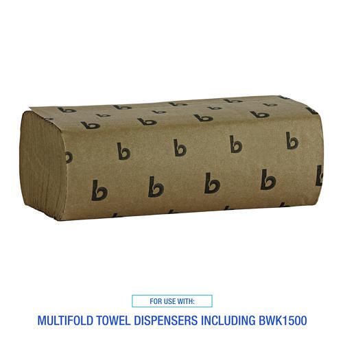 Multifold Paper Towels, 1-Ply, 9 x 9.45, Natural, 250/Pack, 16 Packs/Carton. Picture 6