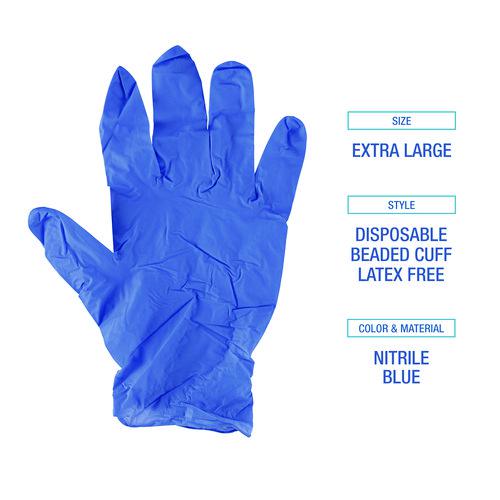 Disposable General-Purpose Nitrile Gloves, X-Large, Blue, 4 mil, 1,000/Carton. Picture 7