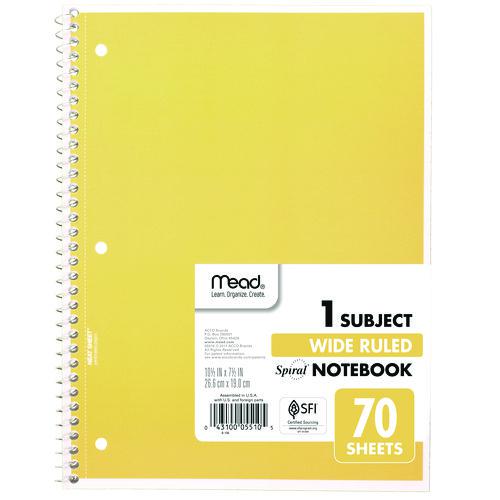 Spiral Notebook, 1-Subject, Wide/Legal Rule, Randomly Assorted Cover Color, (70) 8 x 10.5 Sheets, 4/Pack. Picture 8