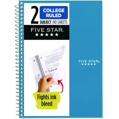 Wirebound Notebook, 2-Subject, Medium/College Rule, Randomly Assorted Cover Color, (80) 9.6 x 6 Sheets. Picture 2