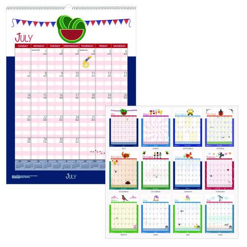 Academic Year Recycled Seasonal Wall Calendar, Illustrated Seasons Artwork, 12 x 16.5, 12-Month (July to June): 2024 to 2025. Picture 1
