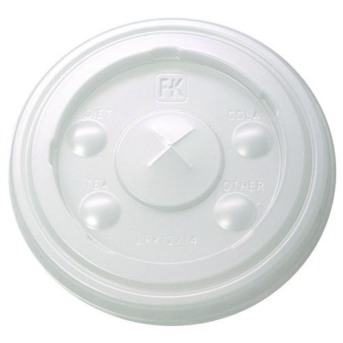 Kal-Clear/Nexclear Drink Cup Lids, Flat w/X-Style Straw Slot, Flavor Buttons, Fits 12-14 oz Cold Cups, Translucent, 1,000/CT. Picture 1