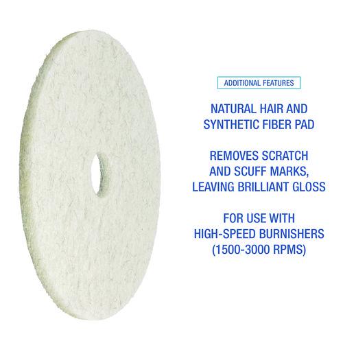 Natural Burnishing Floor Pads, 21" Diameter, White, 5/Carton. Picture 5