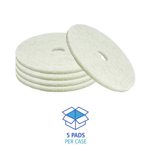 Natural Burnishing Floor Pads, 21" Diameter, White, 5/Carton. Picture 4