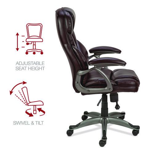 Alera Birns Series High-Back Task Chair, Supports Up to 250 lb, 18.11" to 22.05" Seat Height, Brown Seat/Back, Chrome Base. Picture 6