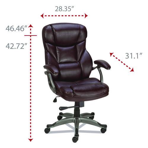 Alera Birns Series High-Back Task Chair, Supports Up to 250 lb, 18.11" to 22.05" Seat Height, Brown Seat/Back, Chrome Base. Picture 7