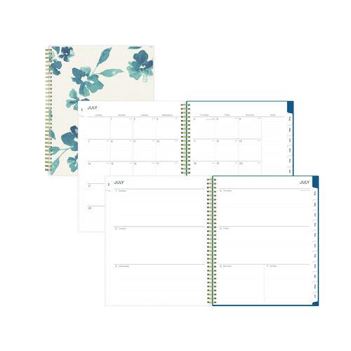 Bakah Blue Academic Year Weekly/Monthly Planner, Floral Artwork, 11 x 8.5, Blue/White Cover, 12-Month (July-June): 2024-2025. Picture 1