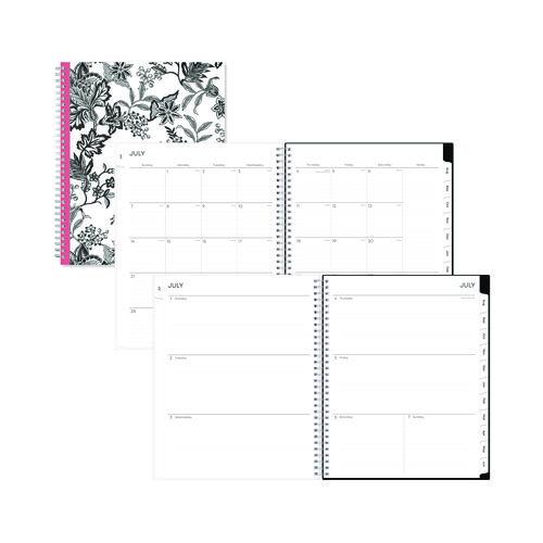 Analeis Create-Your-Own Cover Weekly/Monthly Planner, Floral, 11 x 8.5, White/Black/Coral, 12-Month (July to June): 2024-2025. Picture 1
