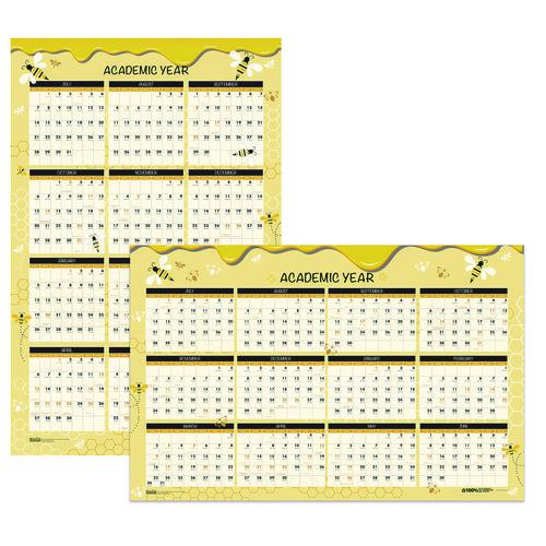 100% Recycled Academic Honeycomb Laminated Wall Calendar, 24 x 37, Tan/Yellow Sheets, 12-Month (July-June): 2024 to 2025. Picture 1