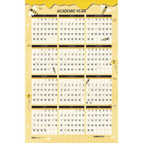 100% Recycled Academic Honeycomb Laminated Wall Calendar, 24 x 37, Tan/Yellow Sheets, 12-Month (July-June): 2024 to 2025. Picture 2