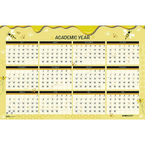 100% Recycled Academic Honeycomb Laminated Wall Calendar, 24 x 37, Tan/Yellow Sheets, 12-Month (July-June): 2024 to 2025. Picture 3