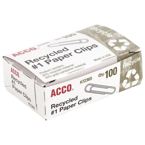 Recycled Paper Clips, #1, Smooth, Silver, 100 Clips/Box, 10 Boxes/Pack. Picture 4