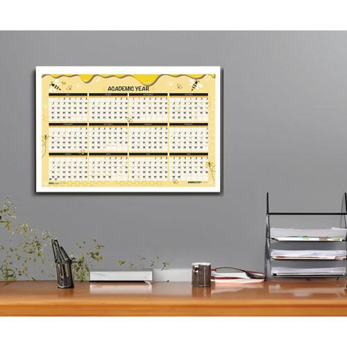 100% Recycled Academic Honeycomb Laminated Wall Calendar, 24 x 37, Tan/Yellow Sheets, 12-Month (July-June): 2024 to 2025. Picture 4