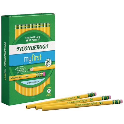 My First Woodcase Pencil with Eraser, 3.6 mm, HB (#2), Black Lead, Yellow Barrel, 36/Pack. Picture 4