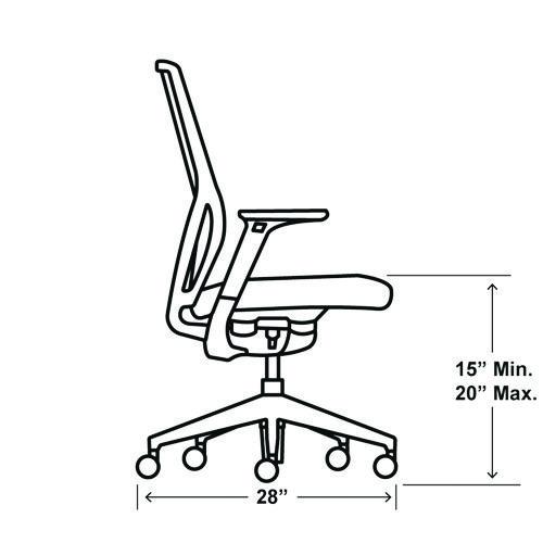 Flexion Mesh Back Task Chair, Supports Up to 300 lb, 14.81" to 19.7" Seat Height, Black/Basalt. Picture 4