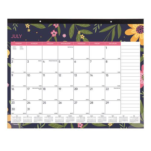 Academic 18-Month Desk Pad Calendar, 22 x 17, White/Multicolor Sheets, Black Headband, 18-Month (July to Dec): 2024 to 2025. Picture 1