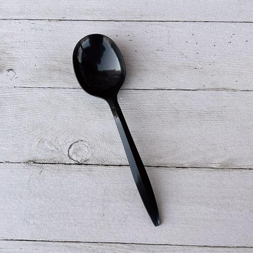 Mediumweight Polypropylene Cutlery, Soup Spoon, Black, 1,000/Carton. Picture 3