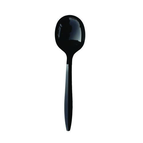 Mediumweight Polypropylene Cutlery, Soup Spoon, Black, 1,000/Carton. Picture 1