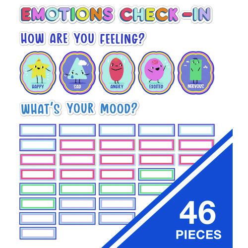 Curriculum Bulletin Board Sets, We Stick Together Emotions Check-In, 46 Pieces. Picture 2