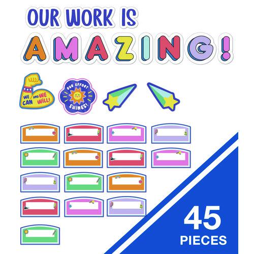 Work Display Bulletin Board Sets, We Stick Together Our Work Is Amazing, 45 Pieces. Picture 2