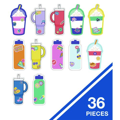 Assorted Colorful Cut-Outs, We Stick Together Cups and Water Bottles, 36 Pieces. Picture 2