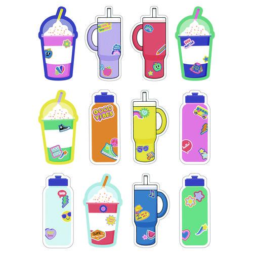 Assorted Colorful Cut-Outs, We Stick Together Cups and Water Bottles, 36 Pieces. Picture 1