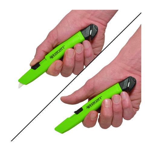 Safety Ceramic Blade Box Cutter, 0.5" Blade, 5.7" Plastic Handle, Green. Picture 2