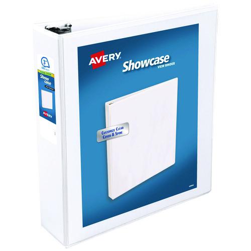 Showcase Economy View Binders with Slant Rings, 3 Rings, 3" Capacity, 11 x 8.5, White. Picture 1