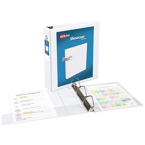 Showcase Economy View Binders with Slant Rings, 3 Rings, 2" Capacity, 11 x 8.5, White. Picture 2
