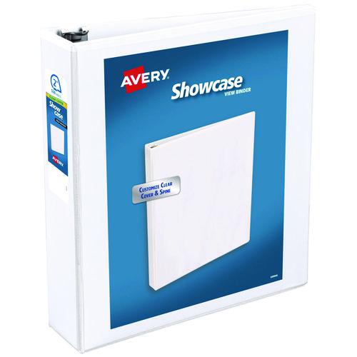 Showcase Economy View Binders with Slant Rings, 3 Rings, 2" Capacity, 11 x 8.5, White. Picture 1