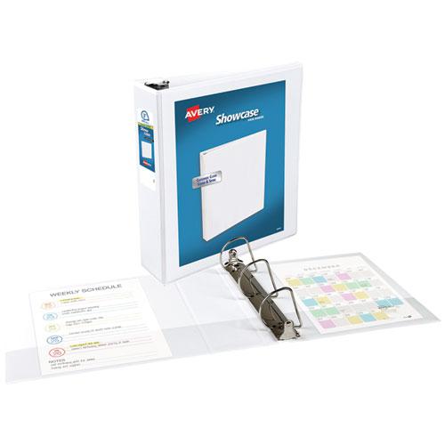 Showcase Economy View Binders with Slant Rings, 3 Rings, 3" Capacity, 11 x 8.5, White. Picture 2