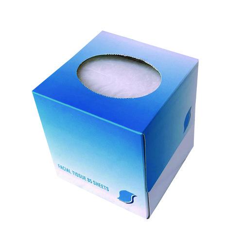 Facial Tissue Cube Box, 2-Ply, White, 85 Sheets/Box, 36 Boxes/Carton. Picture 3