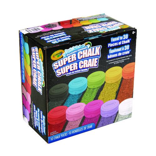Super Chalk, 1" x 2.8" Diameter, 10 Assorted Colors, 10 Pucks/Box. Picture 1