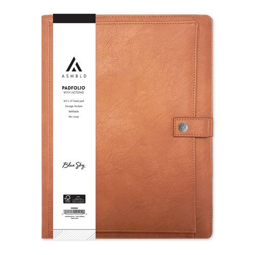 ASMBLD Professional Faux Leather Padfolio, 8.5 x 11 Pad, 9.45 x 12.13, Snap Closure, Tan. Picture 3