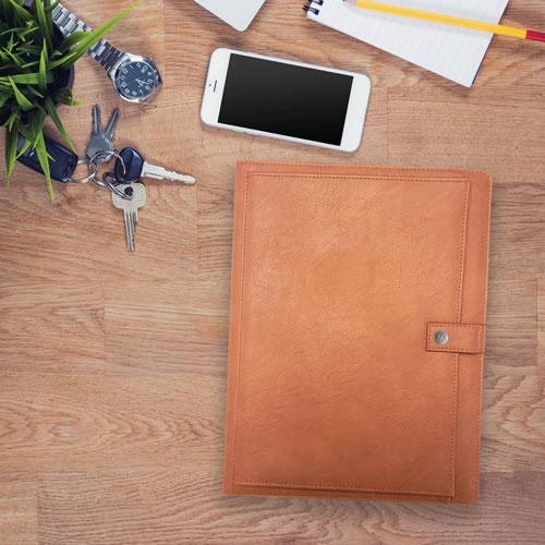 ASMBLD Professional Faux Leather Padfolio, 8.5 x 11 Pad, 9.45 x 12.13, Snap Closure, Tan. Picture 5