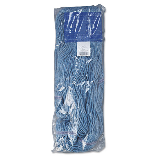 Super Loop Wet Mop Head, Cotton/Synthetic Fiber, 5" Headband, X-Large Size, Blue, 12/Carton. Picture 3