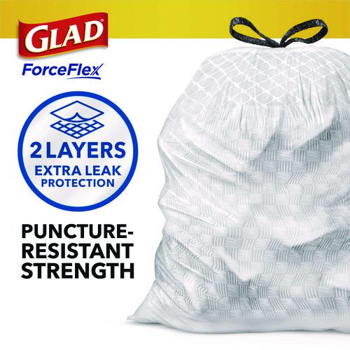 ForceFlex Kitchen Drawstring Trash Bags, 13 gal, Fresh Clean Scent, 24" x 27.38", White, 40 Bags/Box, 6 Boxes/Carton. Picture 5