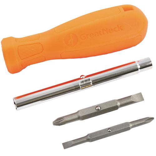 4 in-1 Screwdriver w/Interchangeable Phillips/Standard Bits, Assorted Colors. Picture 9
